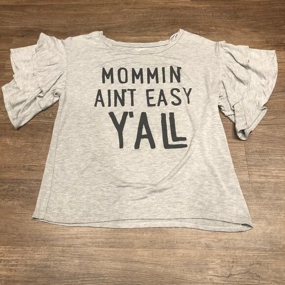 Francesca's Collections Mommin' Ain't Easy Y'all Blouse Grey Gray XS Extra Small - Picture 4 of 10